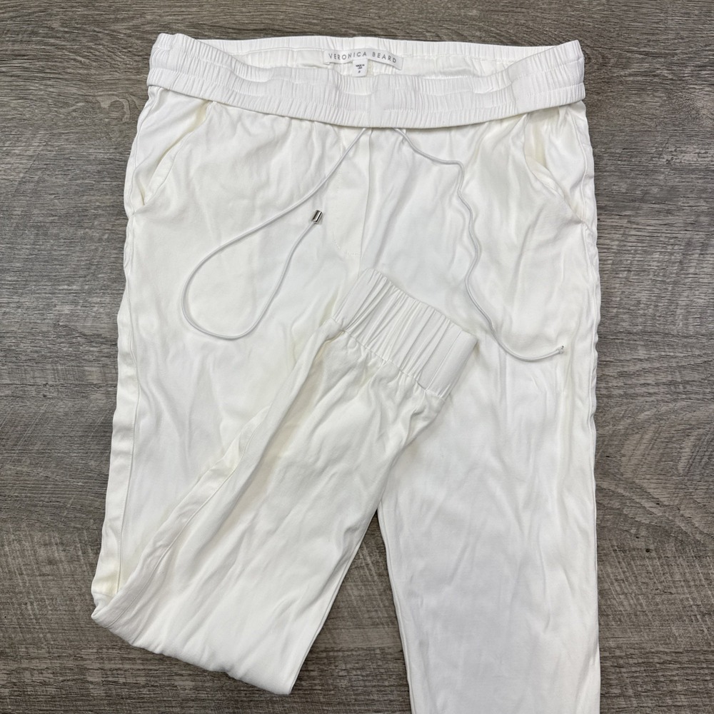 Veronica Beard joggers women's 8 white viscose stretch business casual‎ career